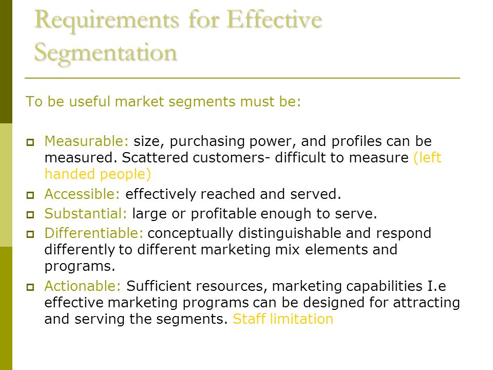 Effective segmentation and marketing strategies on